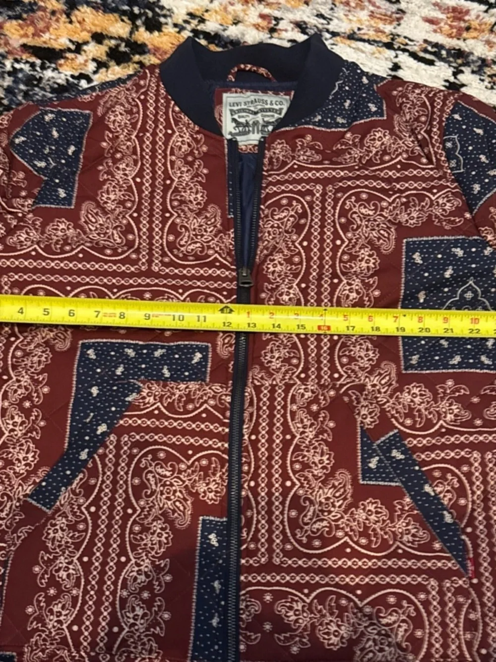 Levi's Red and Navy Bandana-Print‎ Bomber Jacket